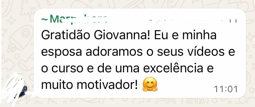 Mensagem de WhatsApp de agradecimento sobre o curso